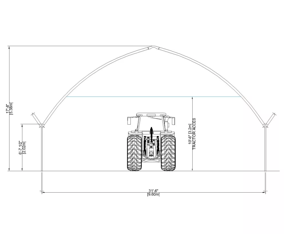 High polytunnel - end wall drawing